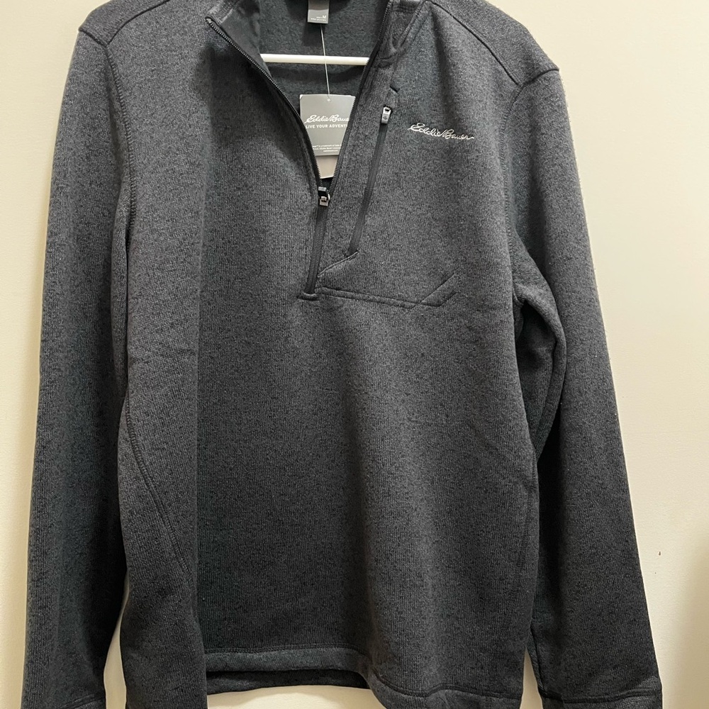 Eddie Bauer Charcoal Pullover Sweater-fleece.  1/4 zip